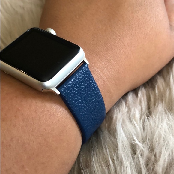 Apple Watch Blue Genuine Leather Band Strap - Picture 7 of 8